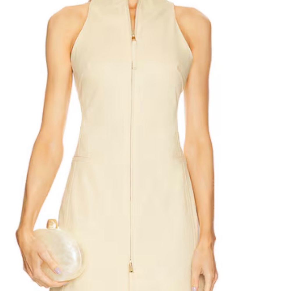 Zip up yellow jean dress.